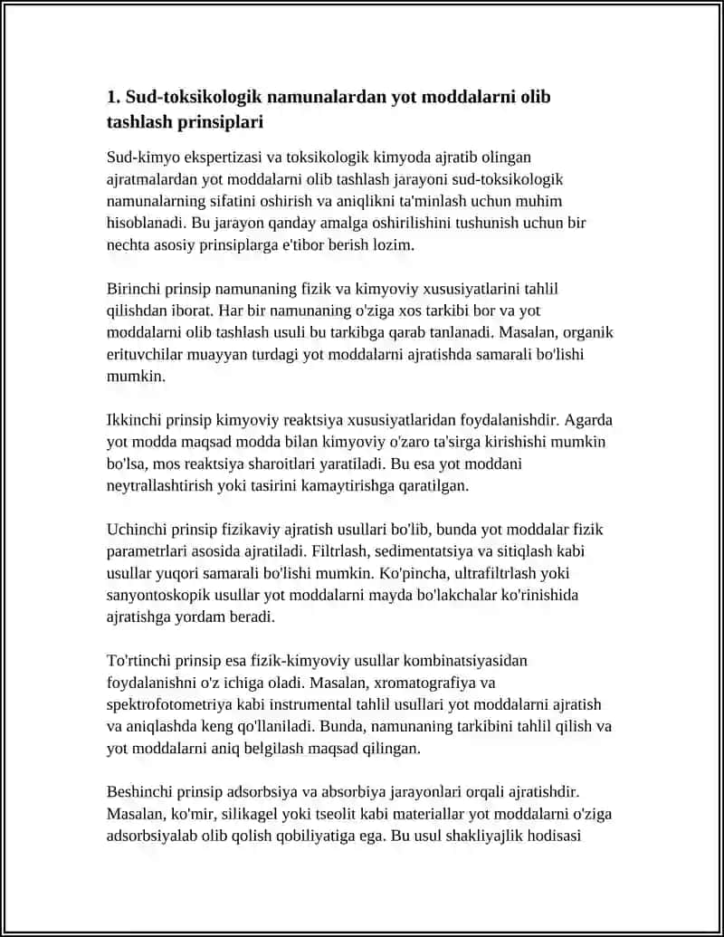 SUD-KIMYO EKSPERTIZA VA TOKSIKOLOGIK KIMYODA OB'YEKTLARDAN AJRATIB OLINGAN AJRATMALARNI YOT MODDALARDAN TOZALASH USULLARI 4