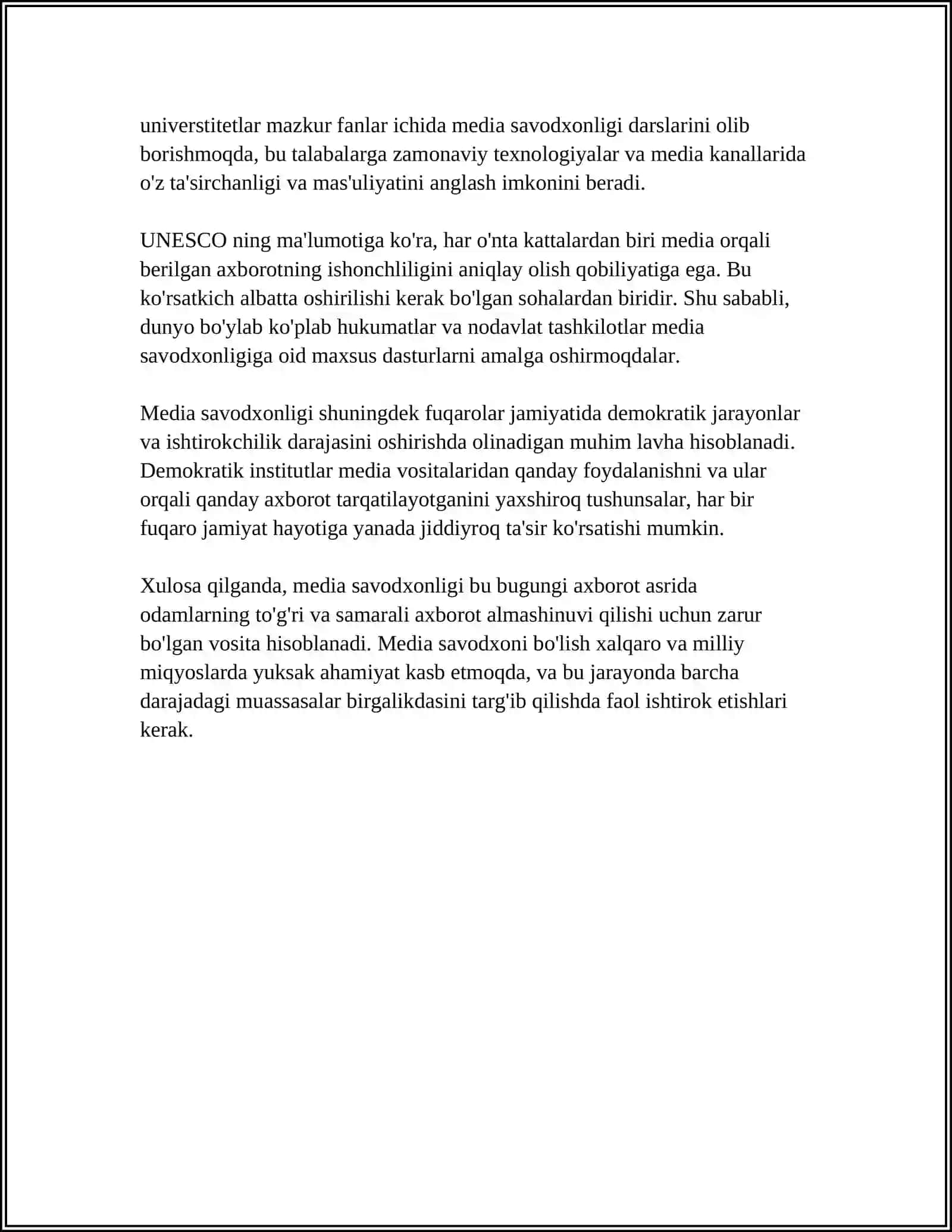 SIZ NIMA UCHUN MEDIA SAVODLI BOʻLISHINGIZ KERAK? 4