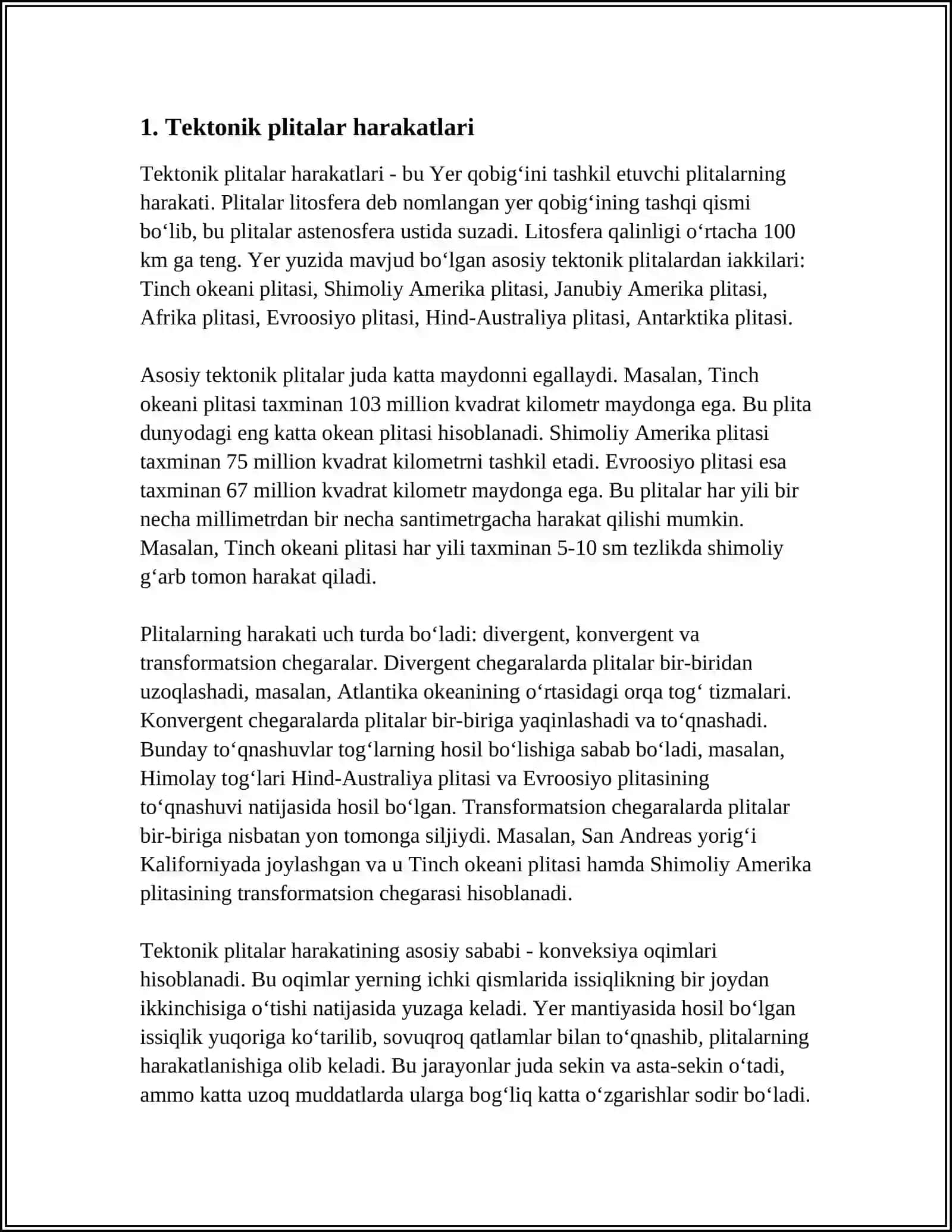TEKTONIK HARAKATLAR VA UNING TURLARI. ZILZILA VA VULQON 4