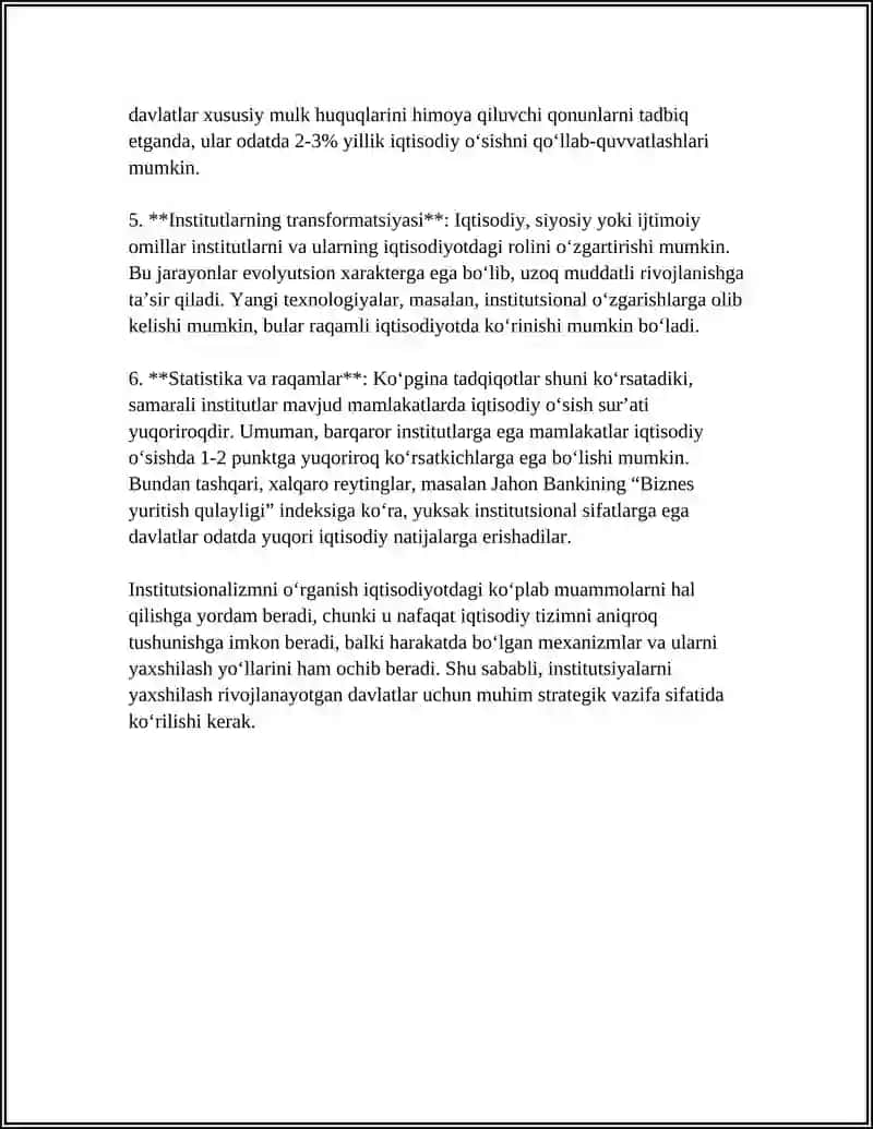 Institutsionalizm Iqtisodiyotdagi Roli 4
