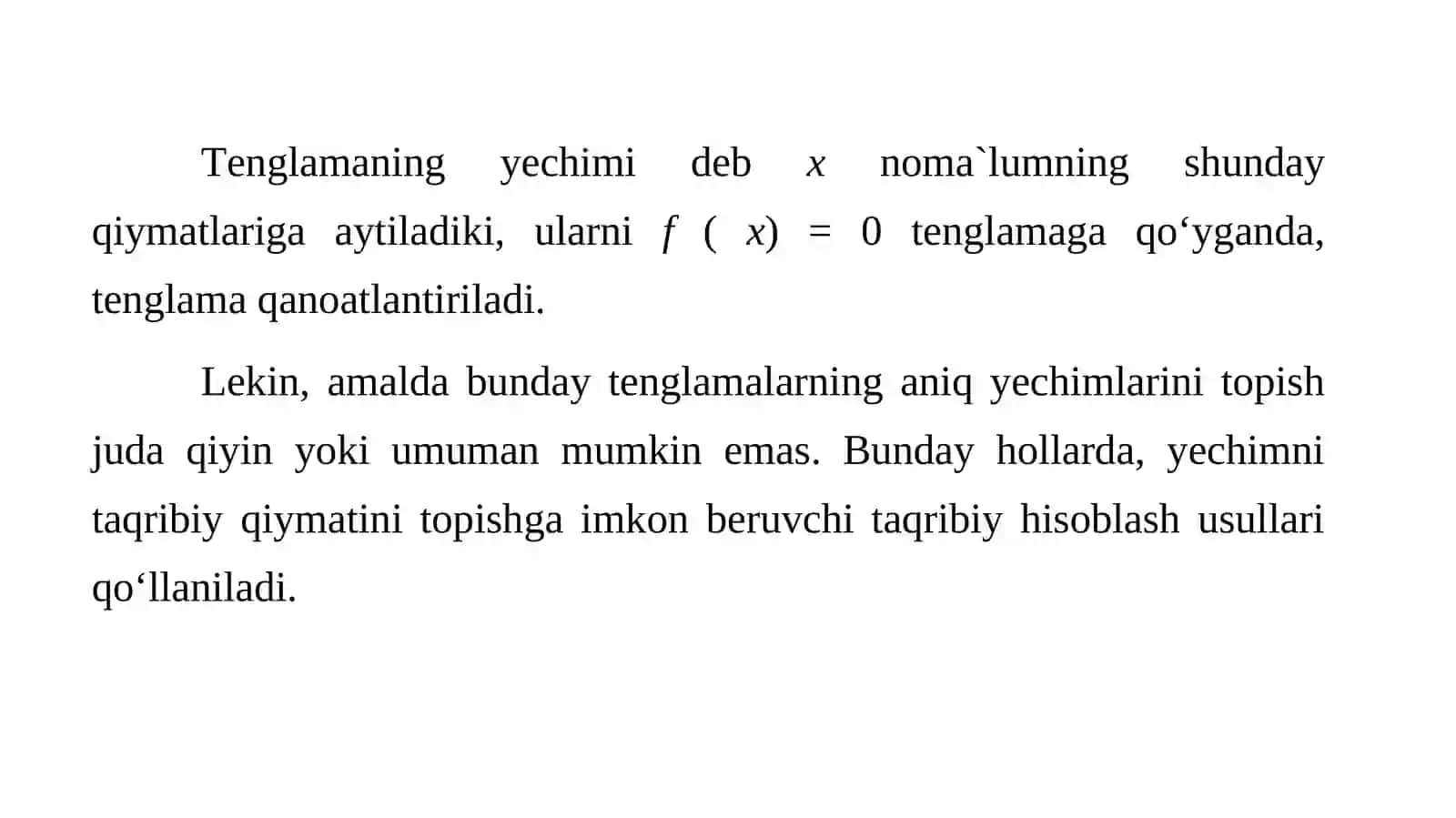 Tarmoqlanuvchi algoritmlar. Algebraik va transendent tenglamalarni taqribiy yechish usullari. Samaradorligini baholash. Iteratsion sikllar 4