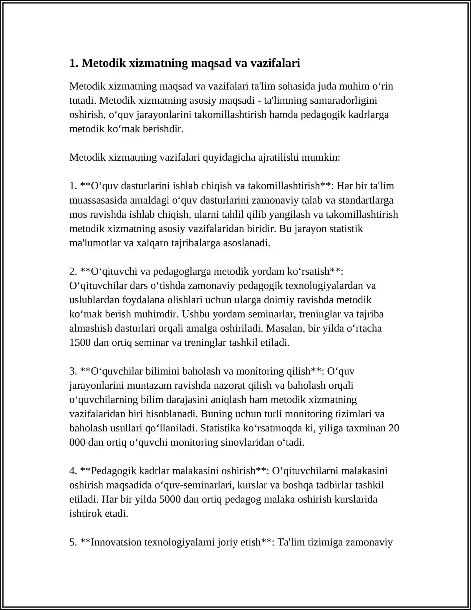 MAKTABGACHA TAʼLIM TASHKILOTI USLUBCHISINING METODIK ISHLARGA RAHBARLIGI 4