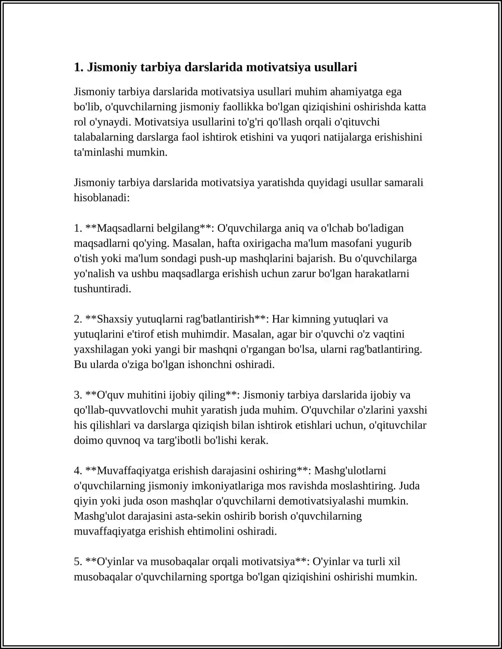 Jismoniy tarbiya darsida o'quvchilar faoliyatini tashkil etish usullari 4