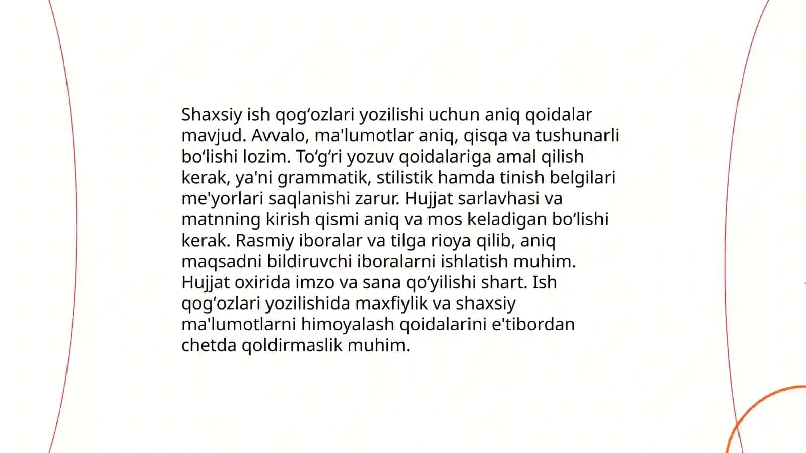 Shaxsiy ish qogʻozlari uslubi muassasalarda ish yuritishni tashkil etish texnologiyalari 4