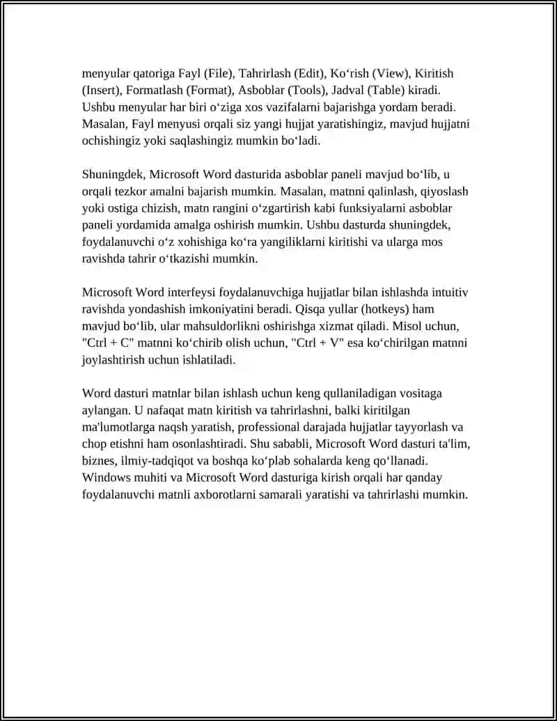 WINDOWS TIZIMI MUHITIDA MATNLI AXBOROTLARNI YARATISH VA TAHRIRLASH 4