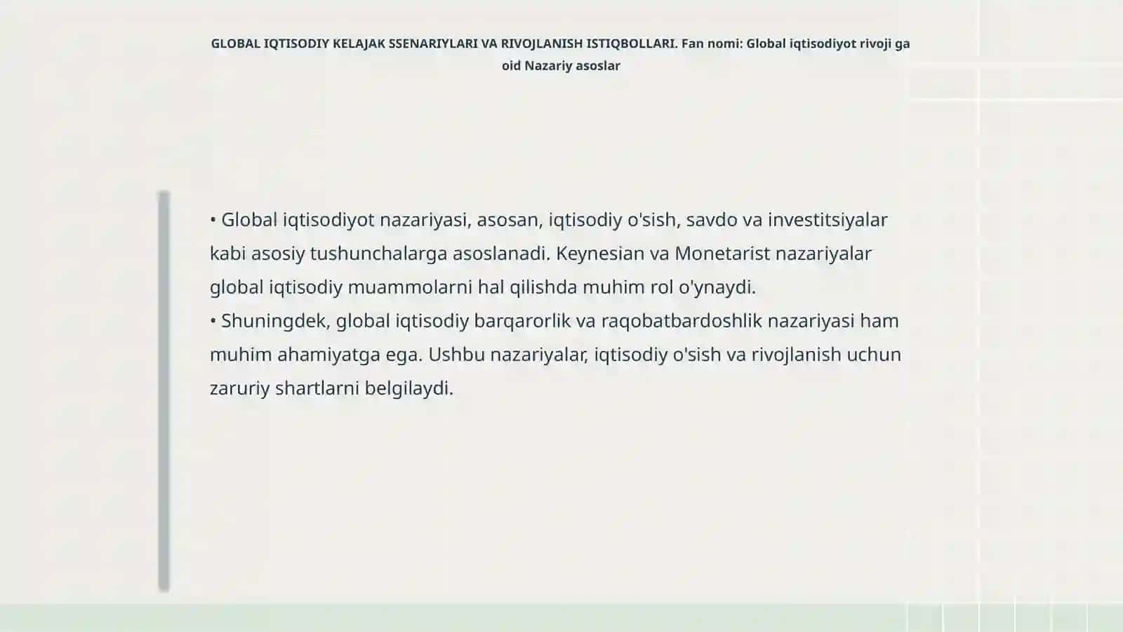 GLOBAL IQTISODIY KELAJAK SSENARIYLARI VA RIVOJLANISH ISTIQBOLLARI 4
