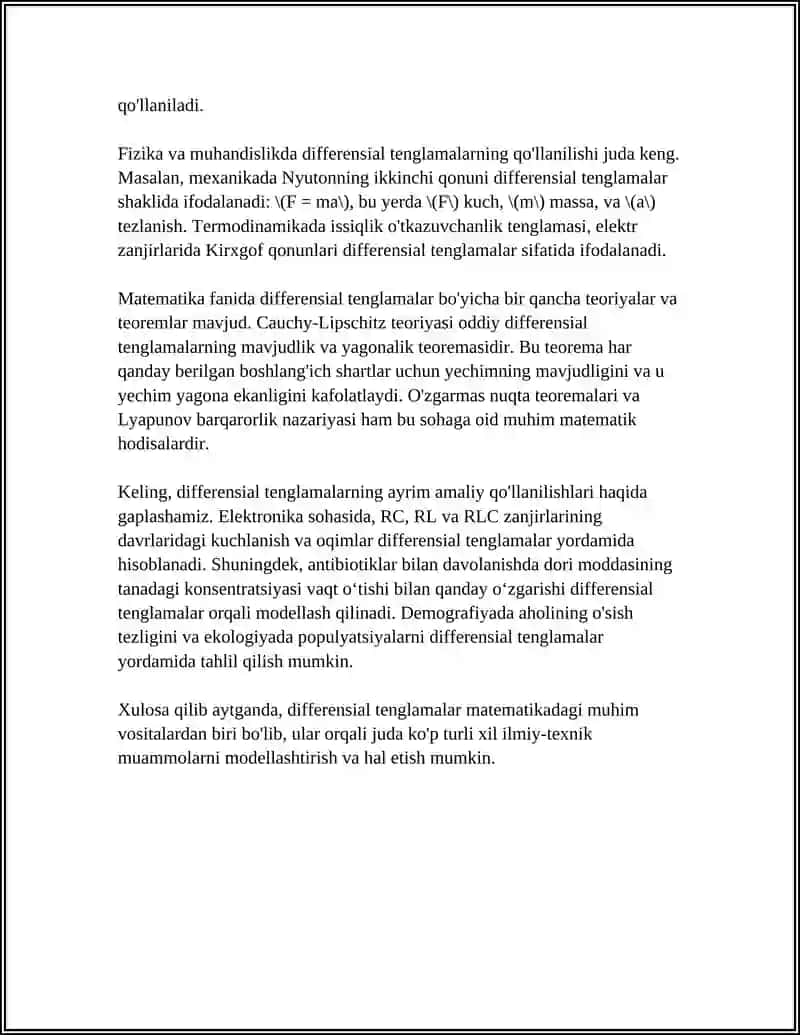 Differensial Tenglamalar 4
