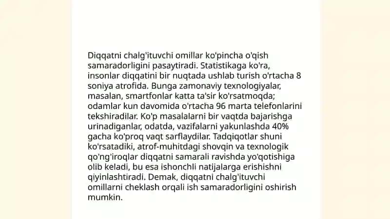 Diqqat markazini oshirish usullari 4