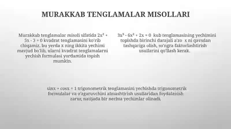 Tenglamaga oid misollar 4