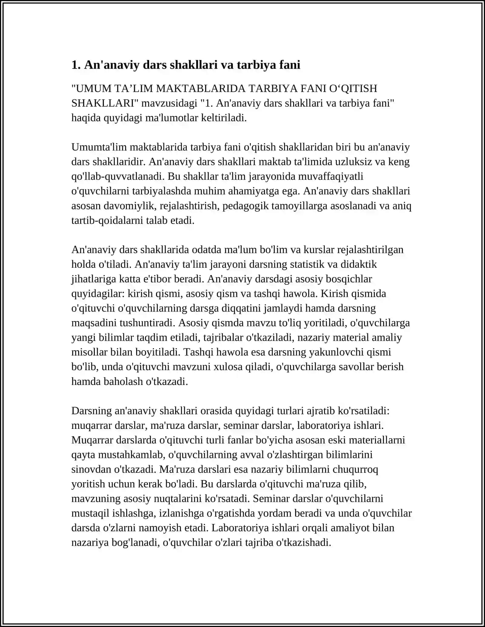 An'anaviy dars shakllari va tarbiya fani 4