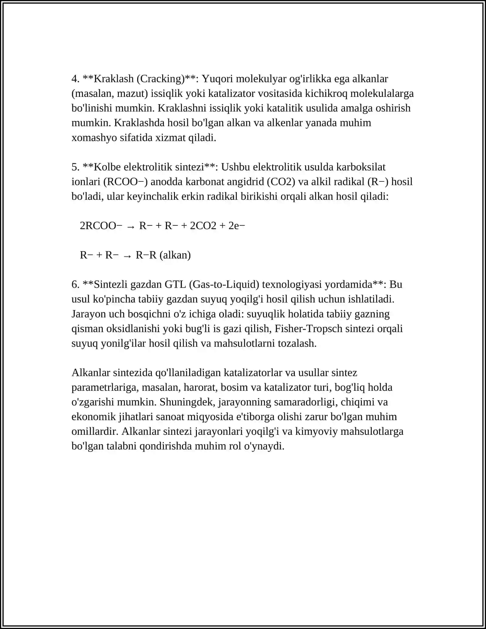 ALKAN VA SIKLOALKANLARNING OLINISH USULLARI.BITSIKLIK VA POLITSIKLIK ALKANLAR 4