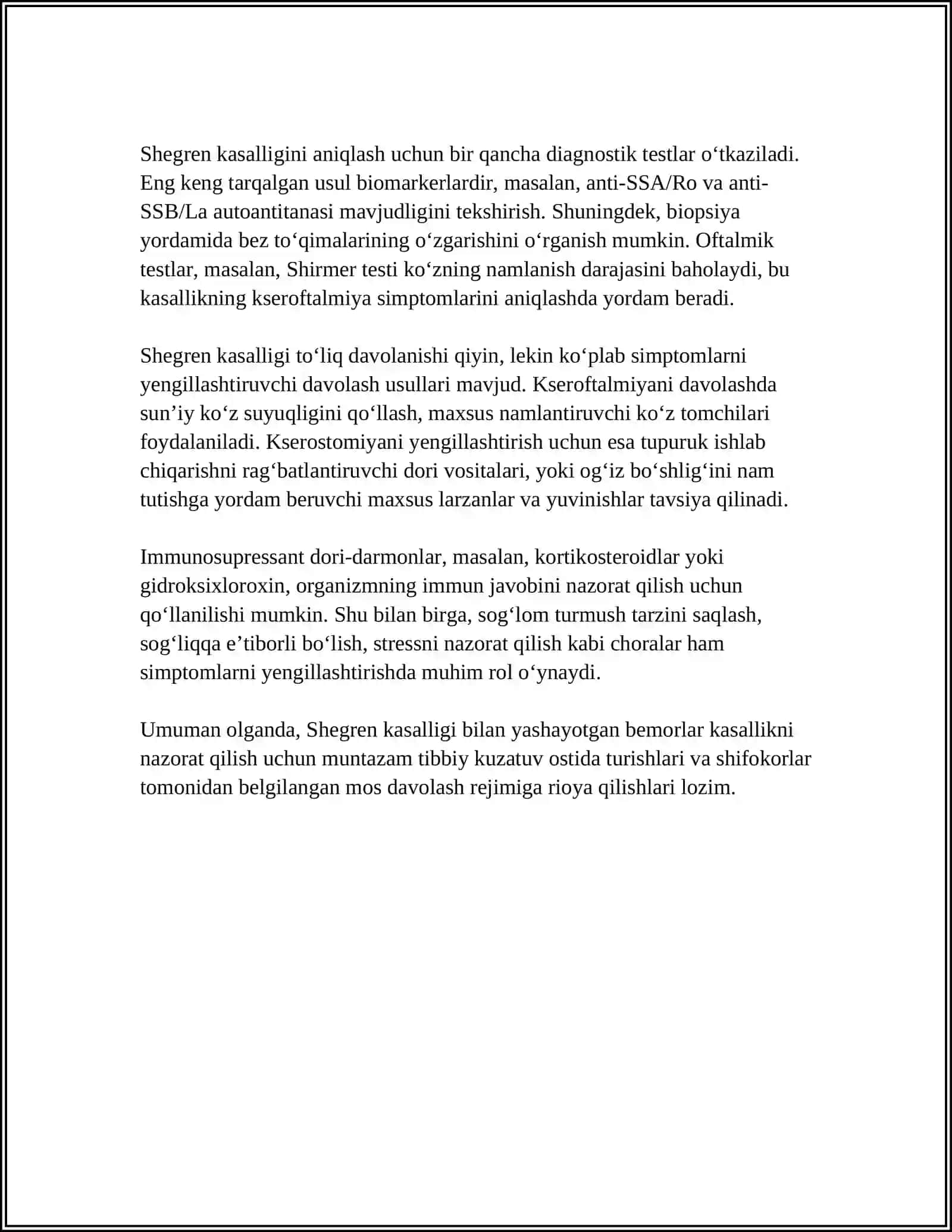 SHEGREN KASALLIGI 4