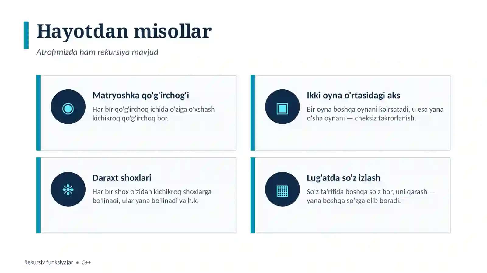 Rekursiv funksiyalar C++ dasturlash tilida 4
