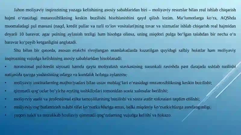 Jahon moliyaviy-iqtisodiy inqirozi sharoitida tashqi samaralar 4