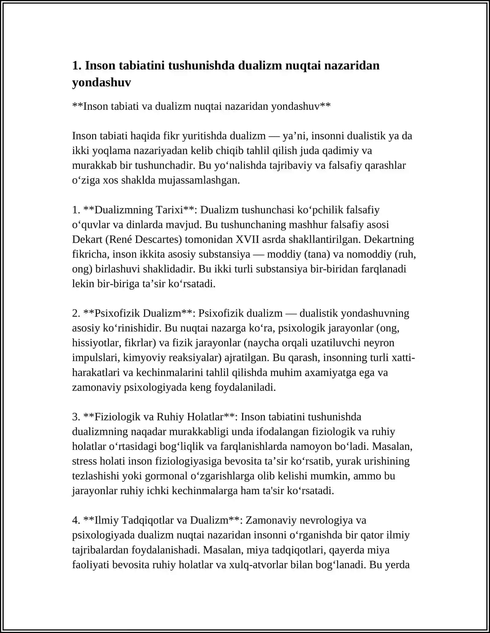 INSONNI TUSHUNISHGA DUALIZM VA MONIZM NUQTAI NAZARIDAN YONDASHUV 4