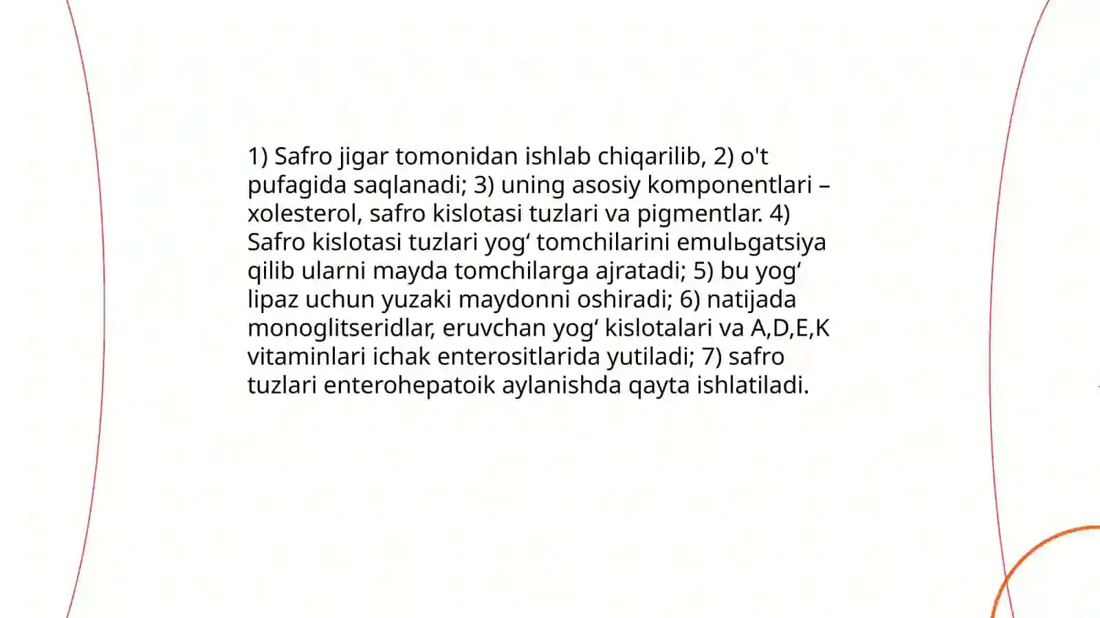 Ovqat hazm qilish bezlari ( jigar,me'da osti bezi ) funksiyalari 4