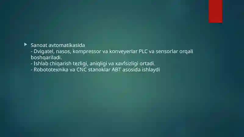 Avtomatik Boshqaruv Tizimlarini Elektr Muhandisligidagi orni 4