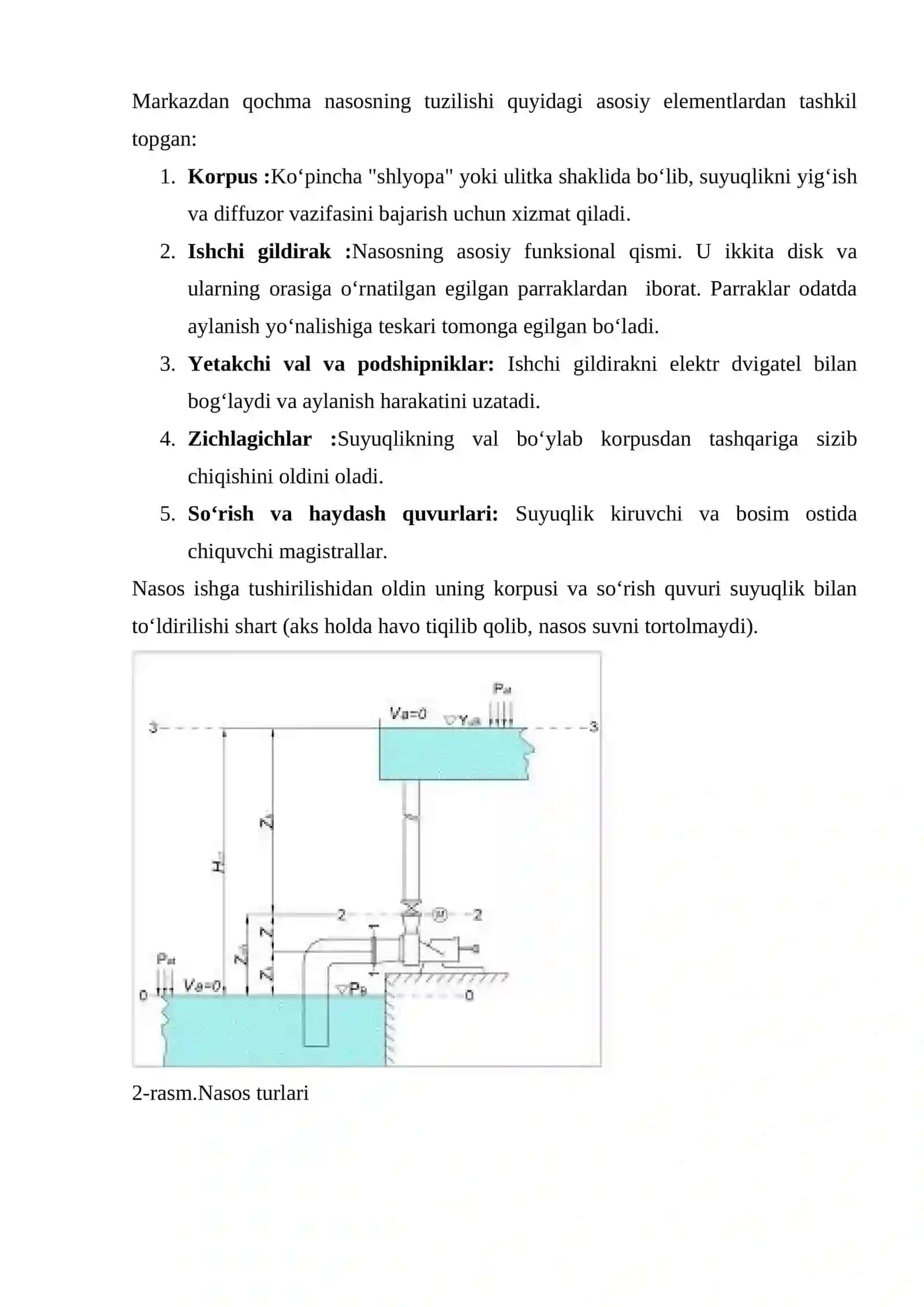 Dinamik va hajmiy nasoslarning tuzilishi va ishlash prinsipi 4
