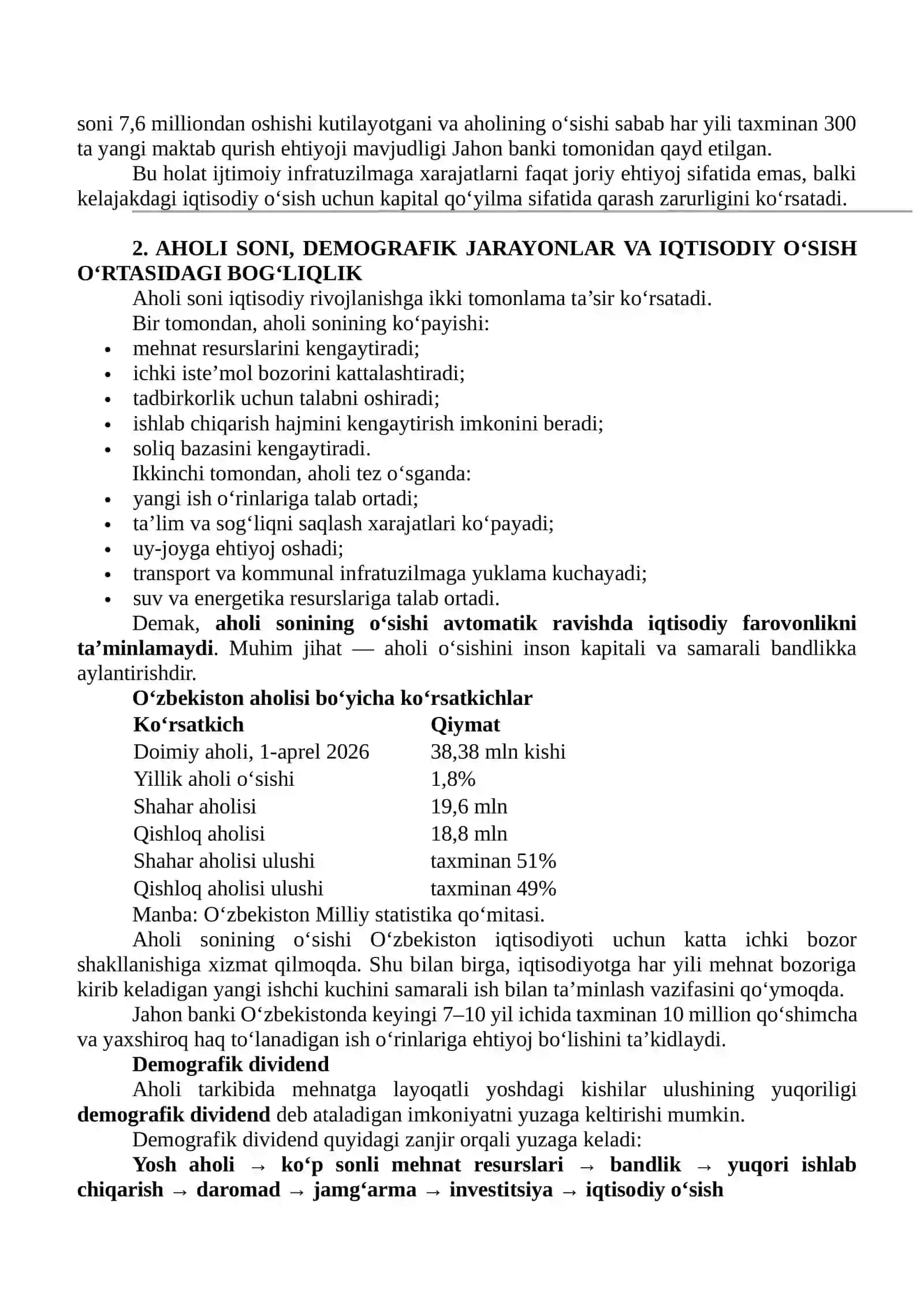 IJTIMOIY INFRASTRUKTURA, AHOLI SONI VA UZOQ MUDDATLI IQTISODIY O‘SISH OMILLARI 4