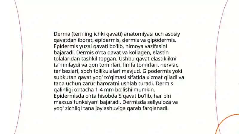 Teri va soch tuzilishi.Epidermis va derma qavatlar 4