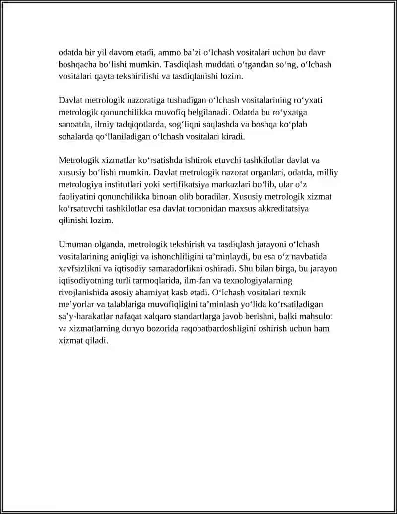 OʻLCHASH VOSITALARINI METROLOGIK NAORATI 4