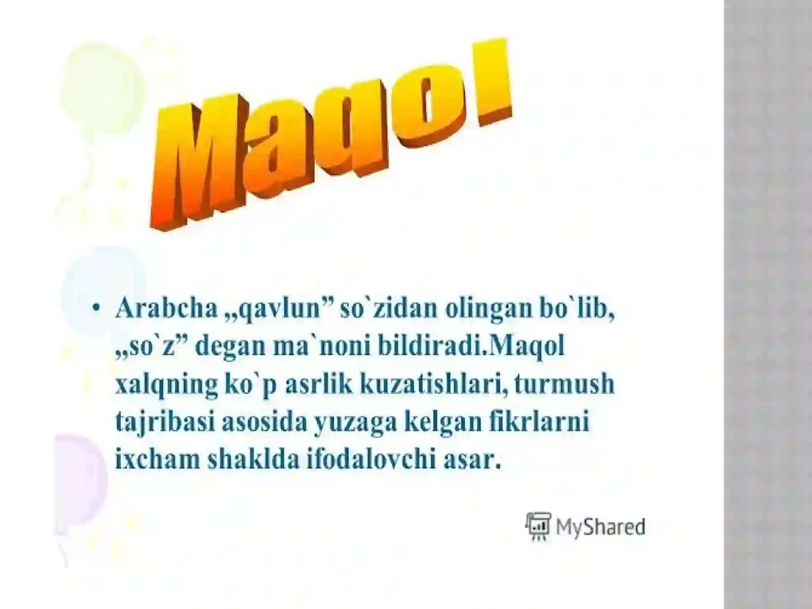 Masal, matal, va maqol mantiqiy fikrlarni rivojlantirish ahamiyati 4