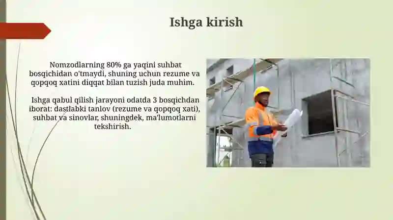 Ishga qabul qilish bosqichlari va ishga qabul qilishni rasmiylashtirish 4