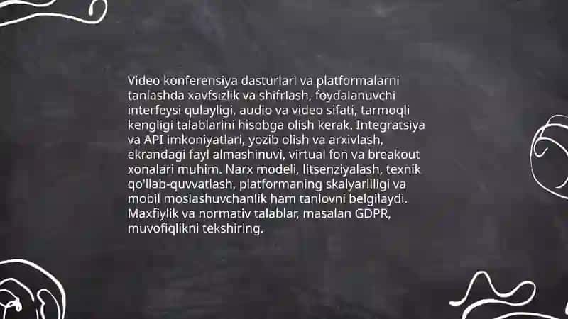 Video konferensiyalar uchun texnik talablar va uskunalar 4