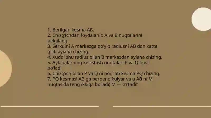 Geometrik figuralarni serkul va chizgʻich yasash 4