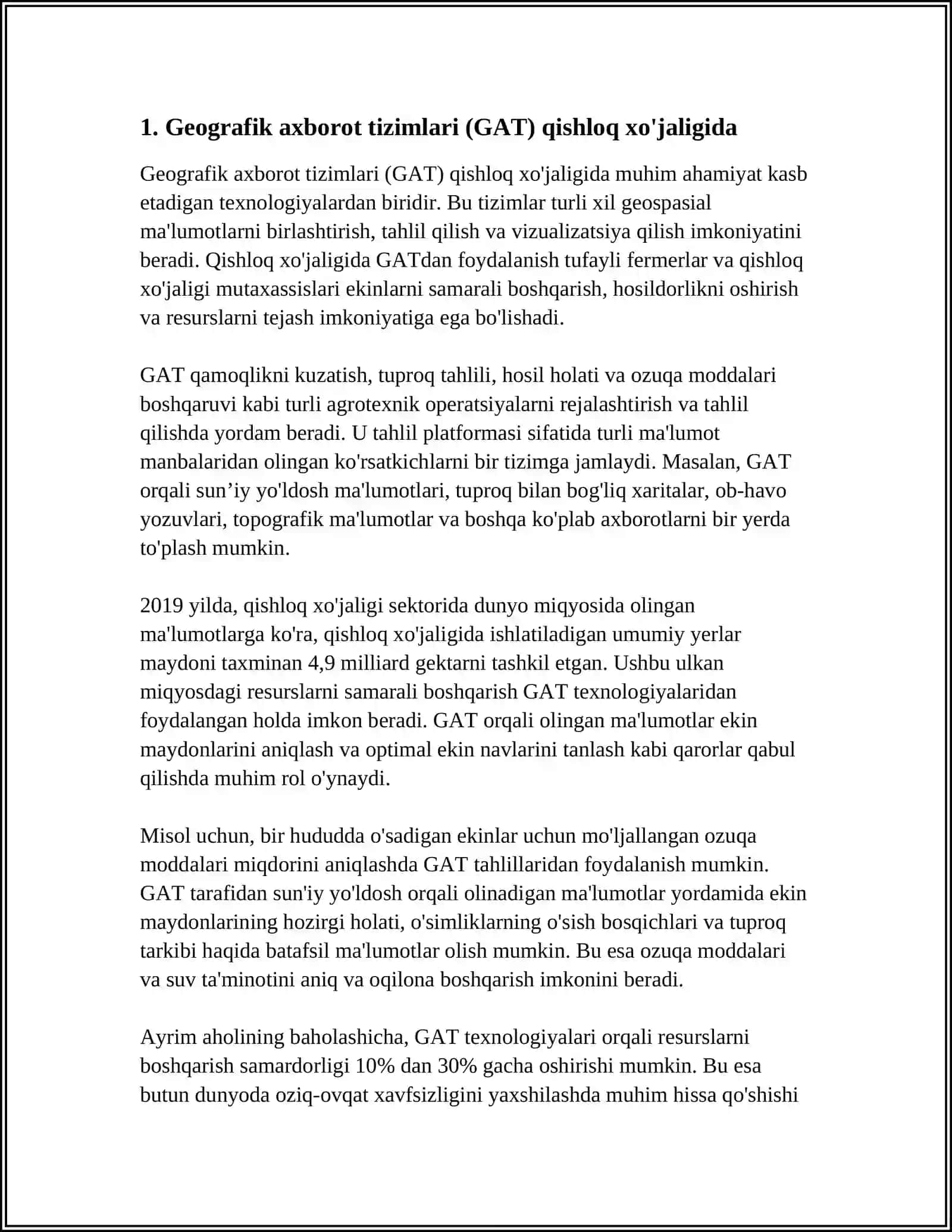 Geografik axborot tizimlari (GAT) qishloq xo'jaligida 4