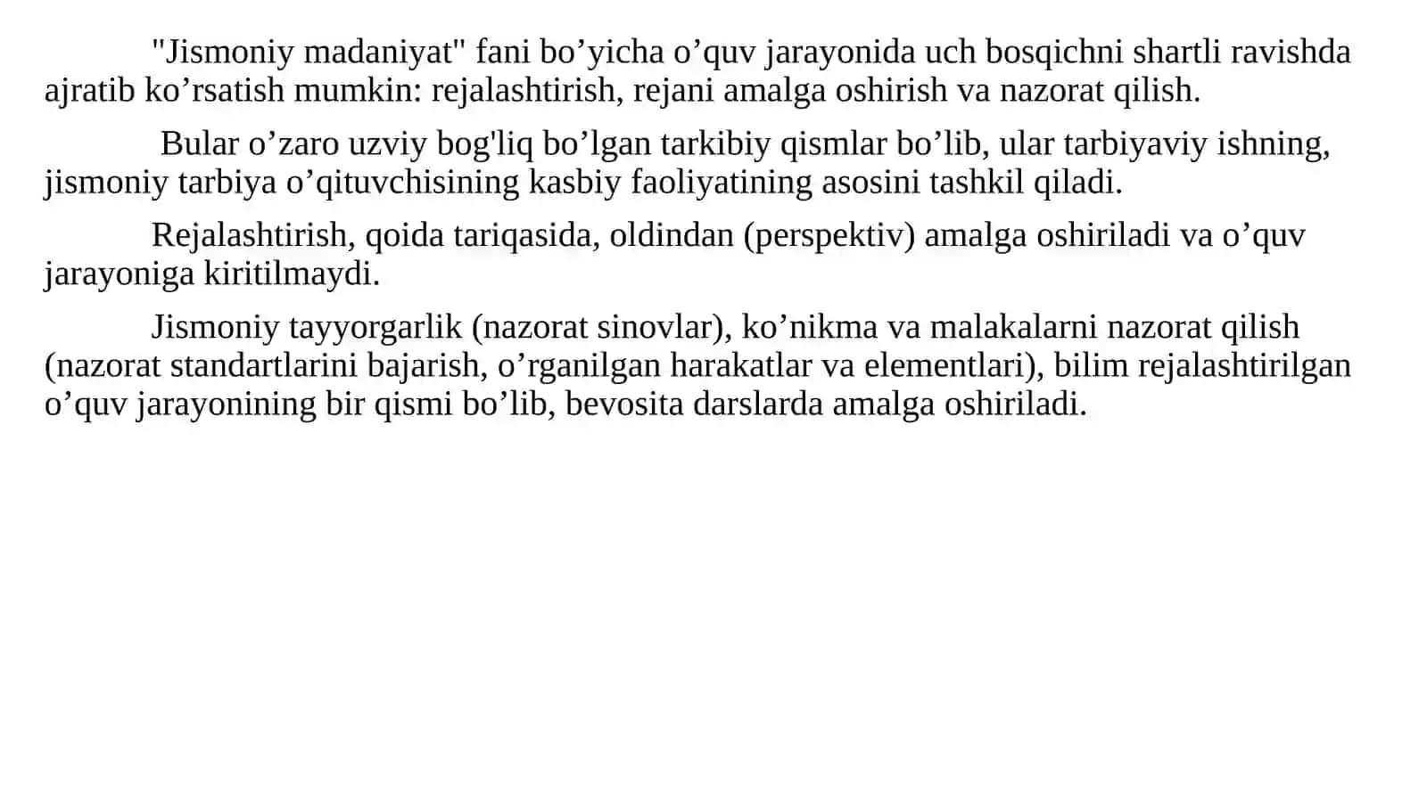 Jismoniy tarbiya bo'yicha o'quv ishlari 4