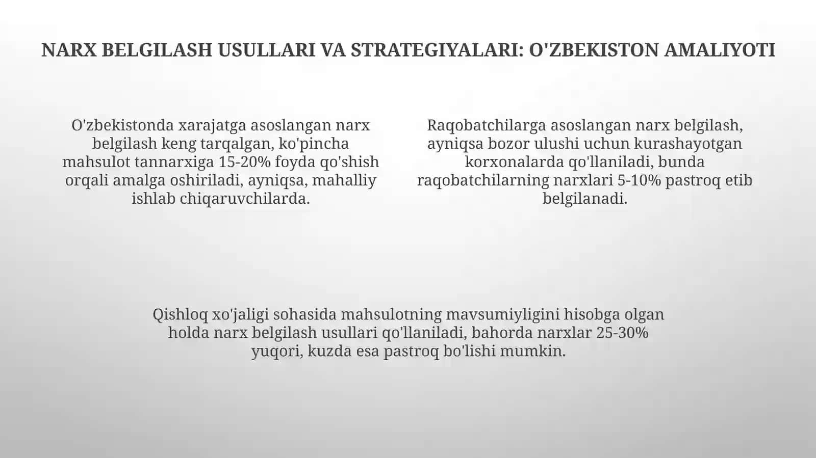 Narxsiyosativauning Oʻzbekistonda amalga oshirilish xususiyatlari 4