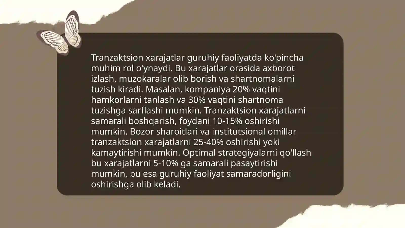 Tranzaktsion xarajatlar nazariyasi 4