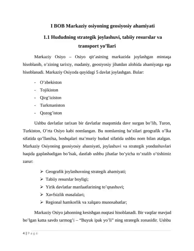 MARKAZIY OSIYO MINTAQASIDAGI INTEGRATSIYAVIY JARAYONLAR 4