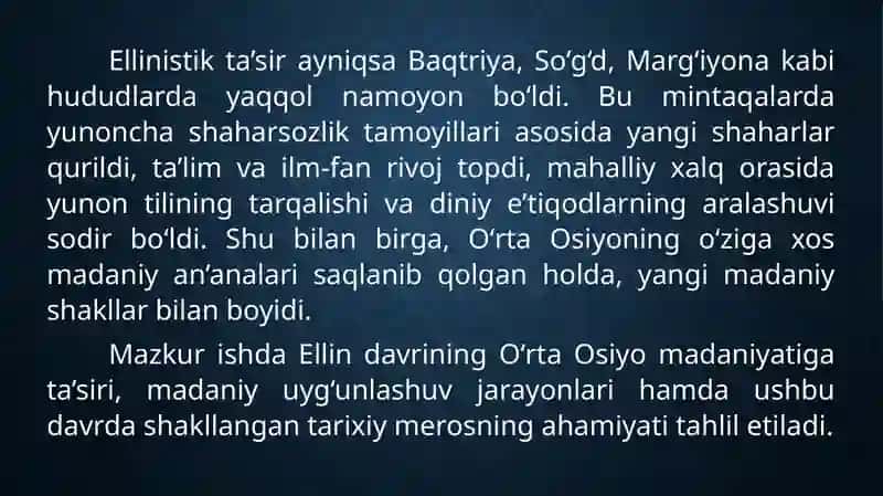 Ellin davrida O'rtaOsiyo madaniyati 4