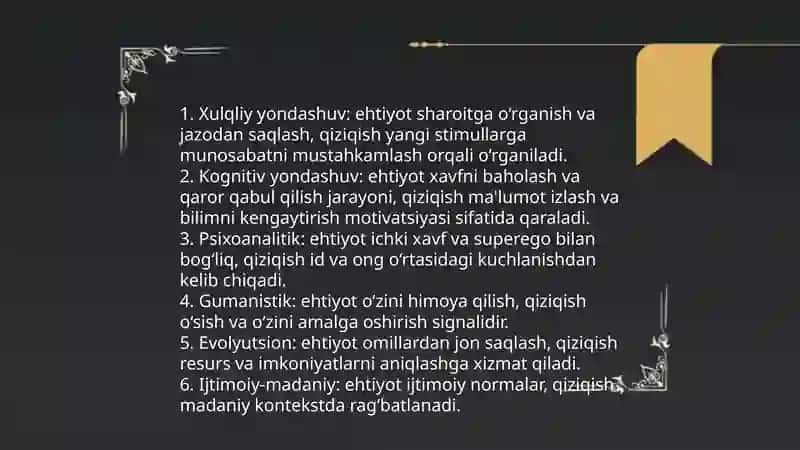 Ehtiyot va qiziqishlarning psixologik tasnifi 4