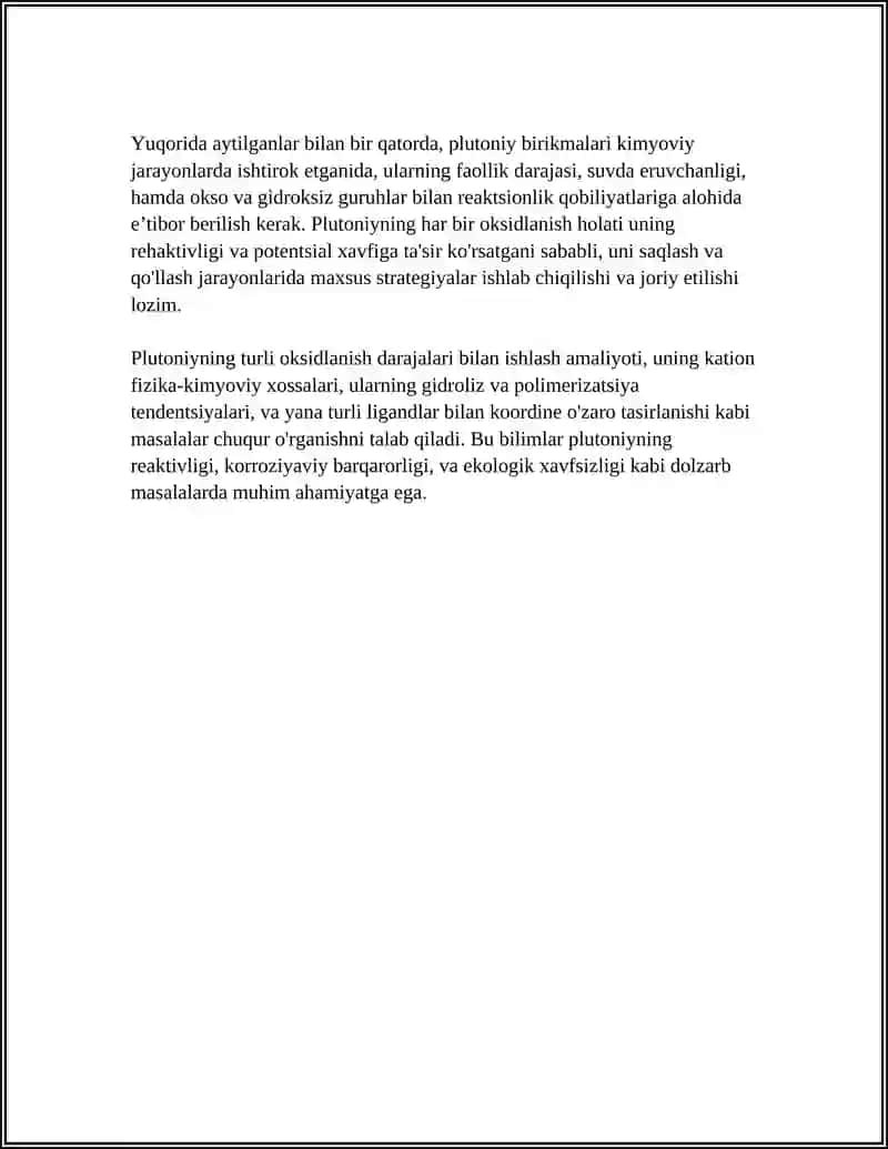 Pu(IV) va Pu(VI) birikmalarining kimyoviy xossalari 4