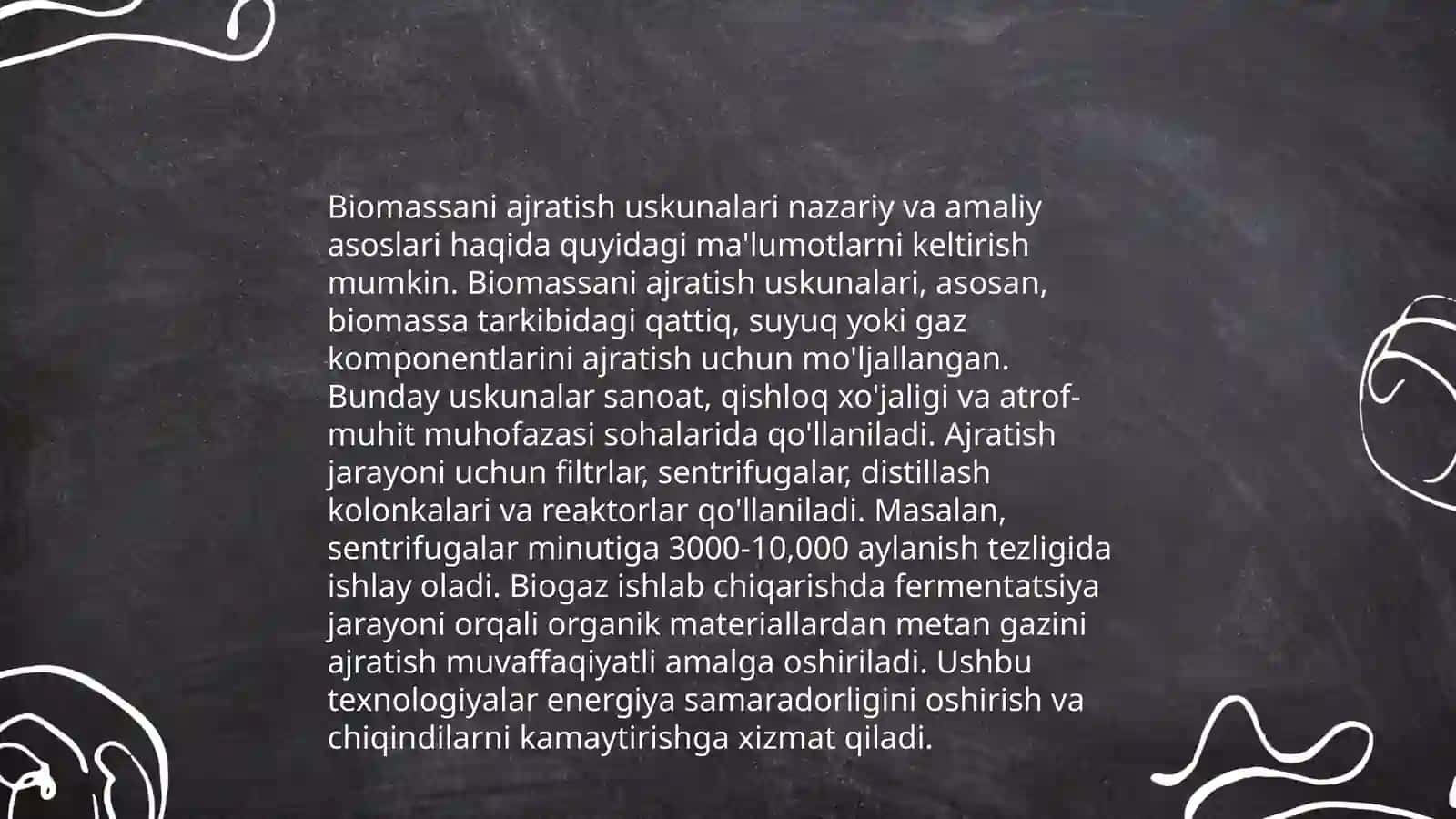Biomasalarni ajratish tiplari va qolanilishdan asosiy maqsad va uskunalar 4