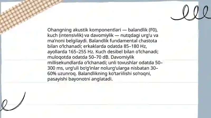 Ohang va uning nutqdagi ahamyati. Urgʻu turlari 4