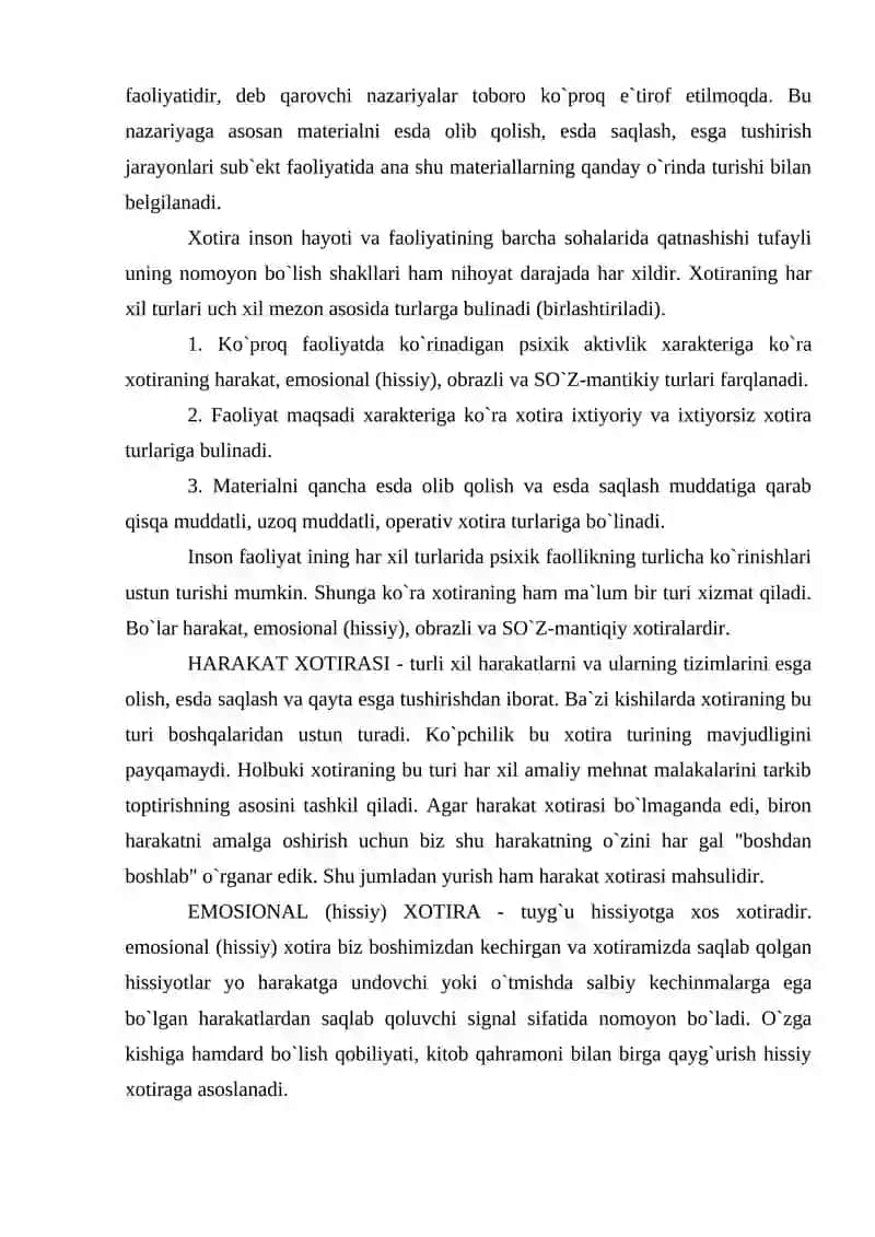 Xotira haqida umumiy tassavvurlar 4