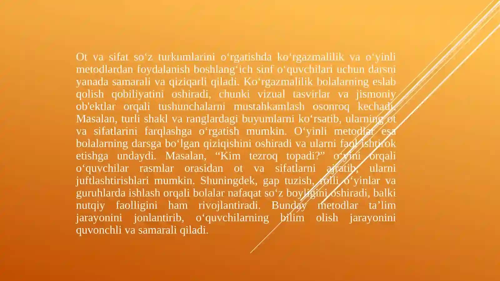 Otsifatsoʻzturkumlarinioʻrganishdarslariyuzasidan1-2-sinflaruchunmetodiktavsiyalarishlabchiqish 4