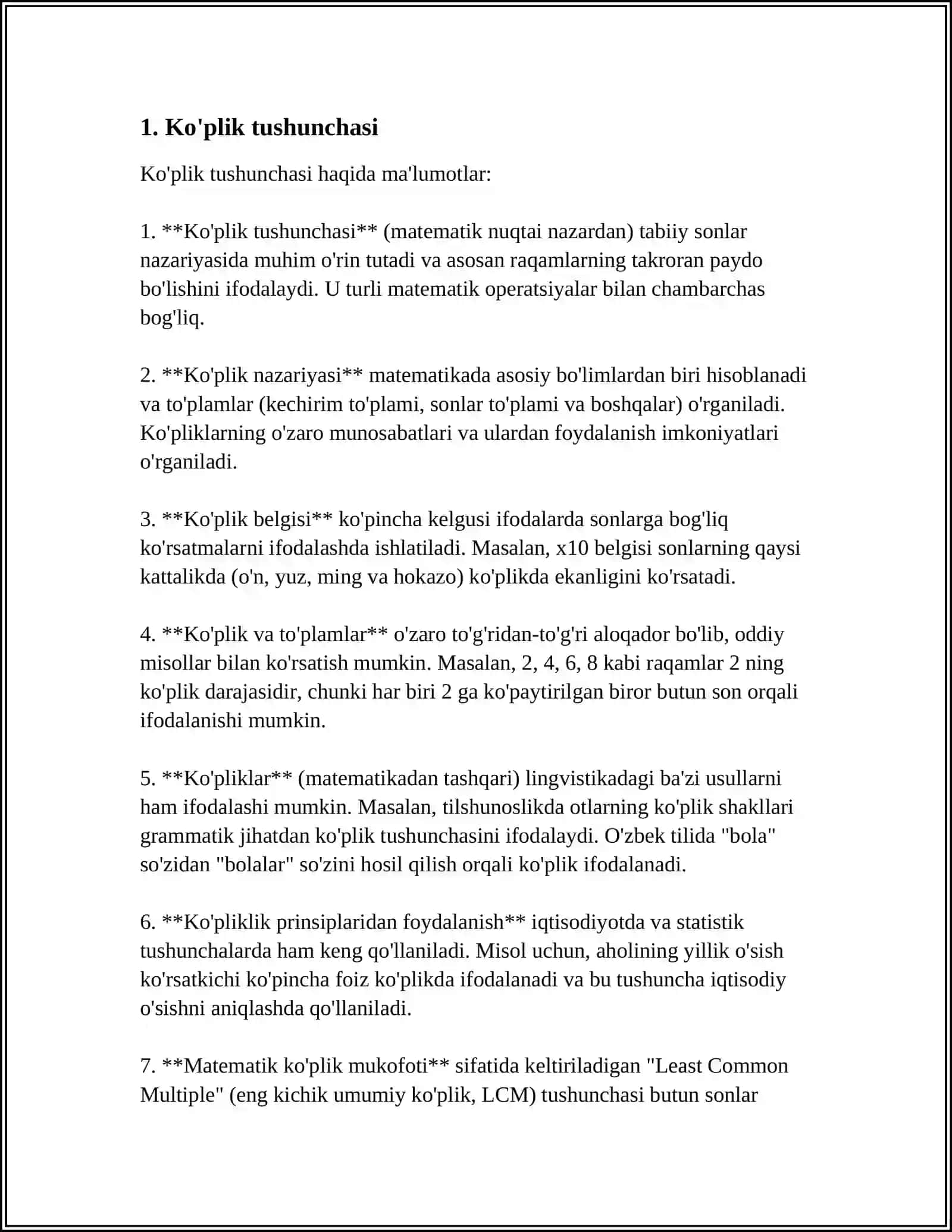 KOPLIK, VARIATSION QATOR ULAR BILAN ISHLASH MODA MEDIANA TARTIBLASH 4