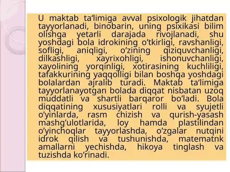 Kichik maktab yoshi davri bolalarning o’ziga xususiyatlari 4