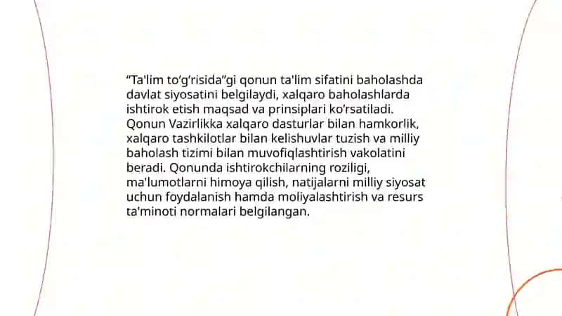 Xalqaro Baholash Dasturlarida Ishtirok Etishning Normativ Huquqiy Asoslari 4