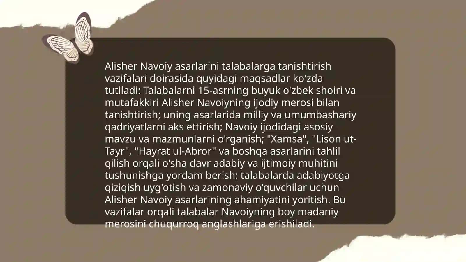 Boshlangʻich taʼlimda Alisher Navoiy asarlarini oʻqitish usullari fanining maqsad va vazifalari 4