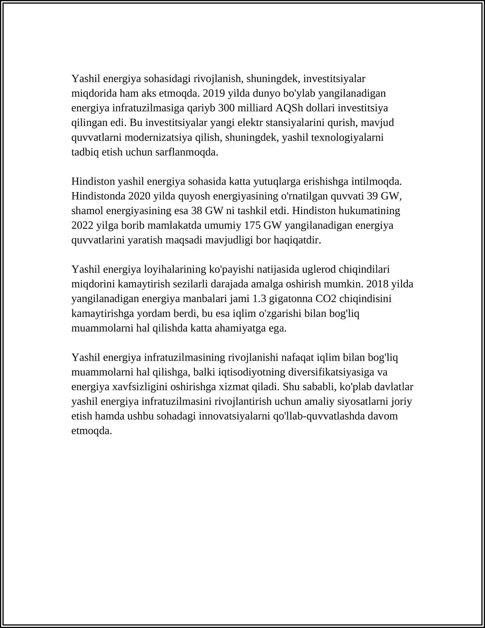 YASHIL LOYIHALAR"NI INVESTITSIYALASH YONALISHLARI VA DASTAKLARI 4