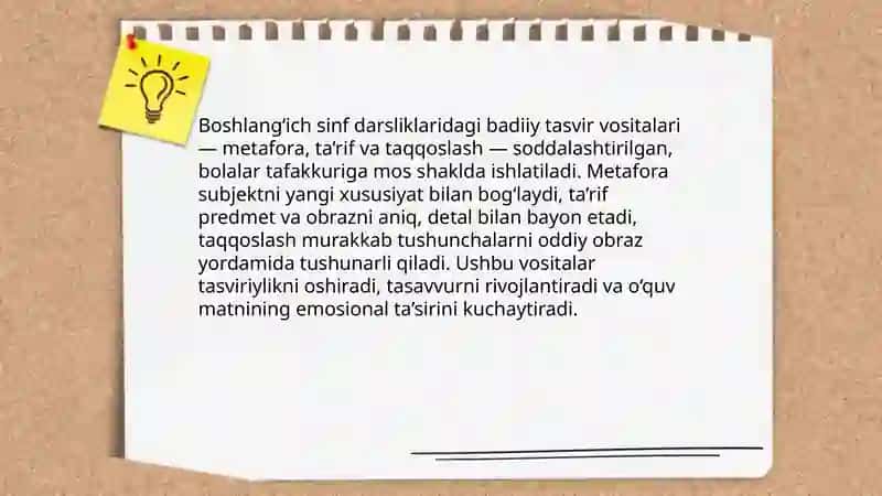 BOSHLANG‘ICH SINF О‘QISH DARSLIKLARIDAGI ASARLARDA HAYOT VOQELIGI VA BADIIY TASVIR 4