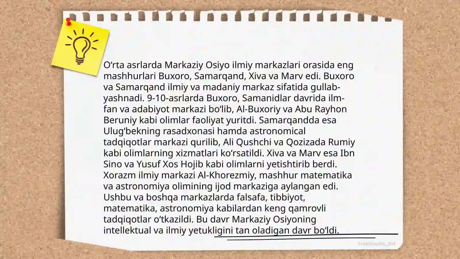 IX-XII asrlarda mamlakatimiz hududida roʻy bergan madaniy uygʻonish (Renessans) 4