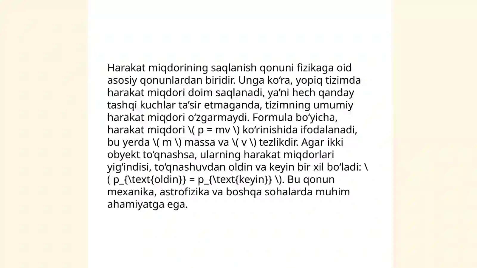 Mexanikada saqlanish qonunlari 4