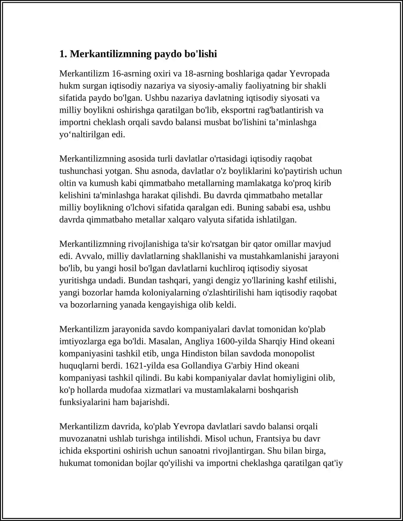 Yevropada Merkantilizm va klassik iqtisodiy maktabning vujudga kelishi 4
